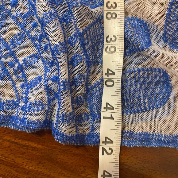 Rebellion Again Blue Sheer Embroidered Lace 3/4 Sleeve Kimono Dress - Picture 6 of 10